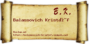 Balassovich Kristóf névjegykártya